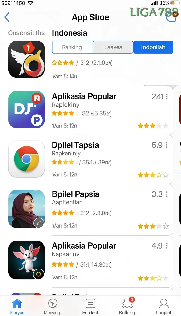 Cuplikan layar CONTESTS — menu navigasi